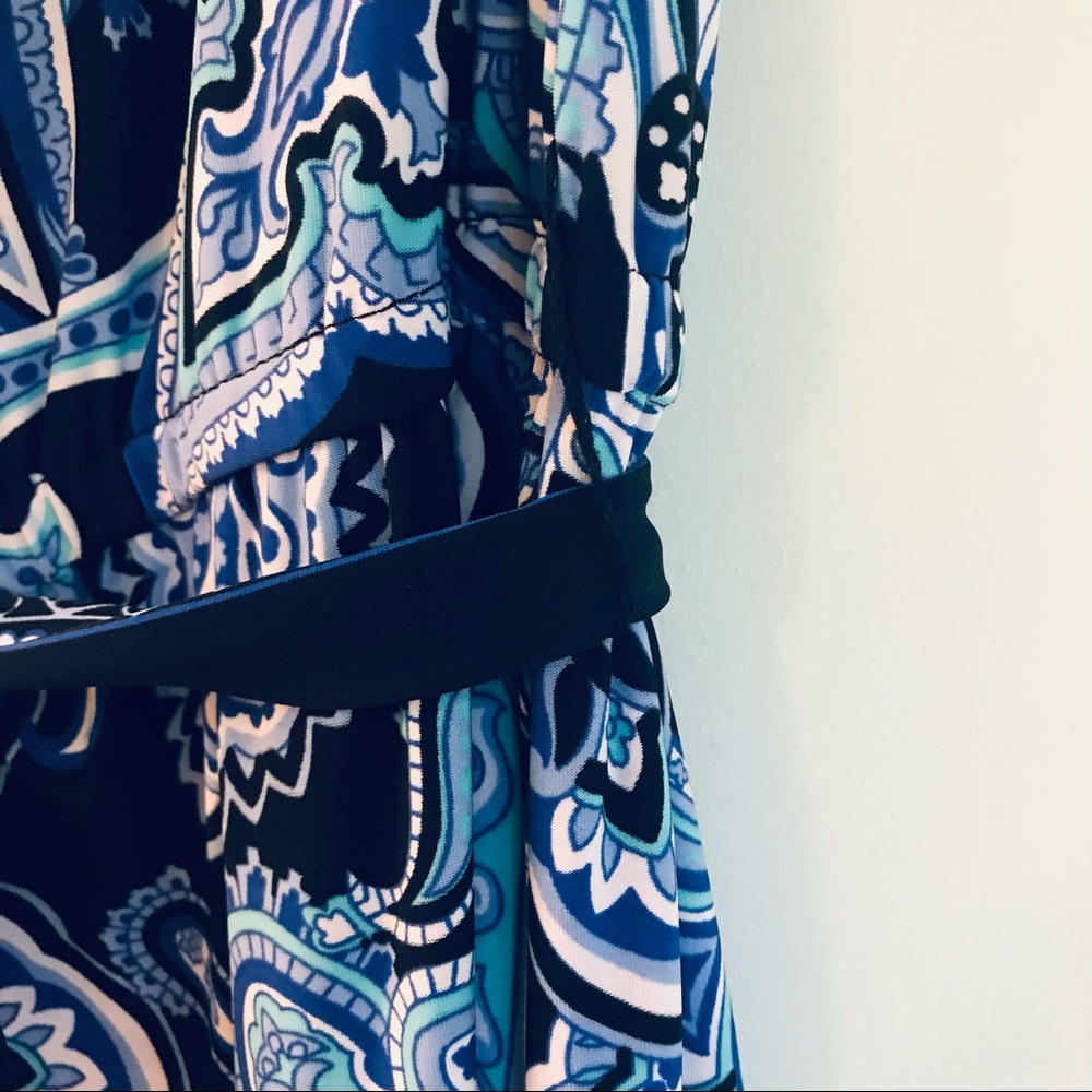 INC Blue Paisley Cowl Neck Sleeveless Dress - Picture 7 of 8